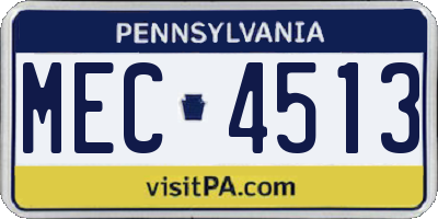 PA license plate MEC4513