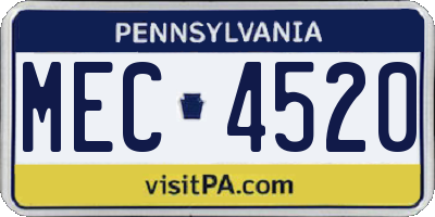 PA license plate MEC4520