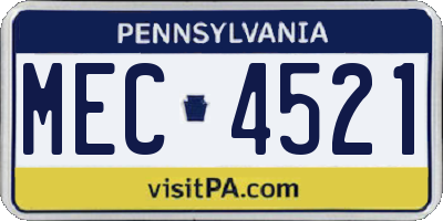 PA license plate MEC4521