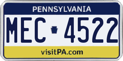 PA license plate MEC4522