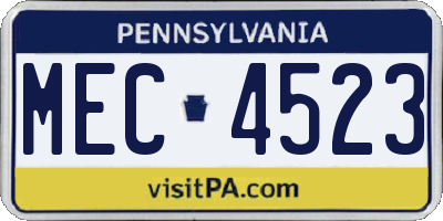 PA license plate MEC4523