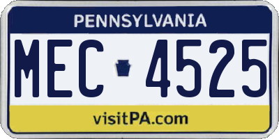 PA license plate MEC4525