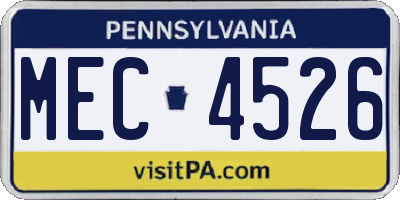 PA license plate MEC4526