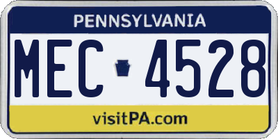 PA license plate MEC4528