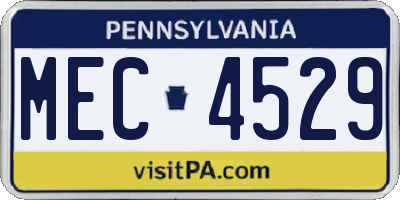 PA license plate MEC4529