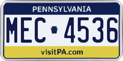 PA license plate MEC4536
