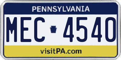 PA license plate MEC4540