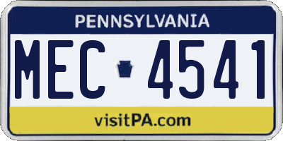 PA license plate MEC4541