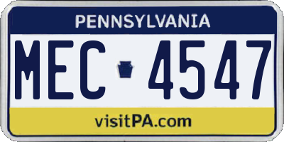 PA license plate MEC4547