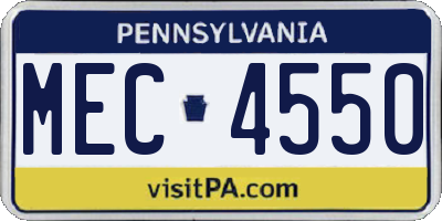 PA license plate MEC4550