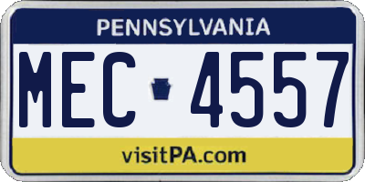 PA license plate MEC4557