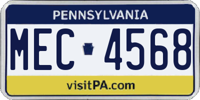 PA license plate MEC4568