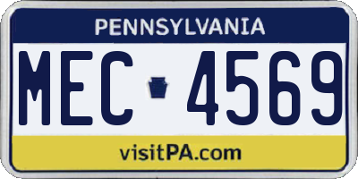 PA license plate MEC4569