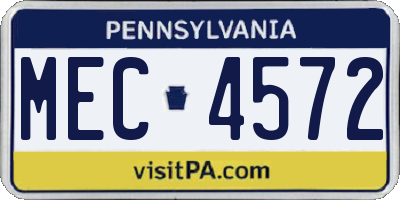 PA license plate MEC4572