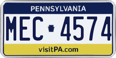 PA license plate MEC4574