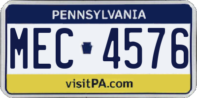 PA license plate MEC4576