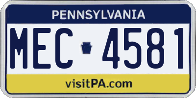 PA license plate MEC4581