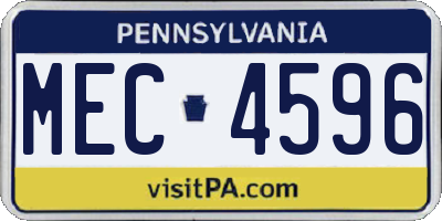 PA license plate MEC4596