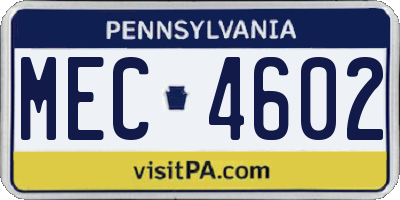 PA license plate MEC4602