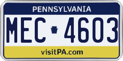 PA license plate MEC4603
