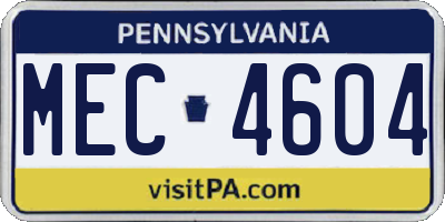 PA license plate MEC4604