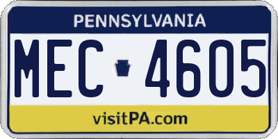 PA license plate MEC4605