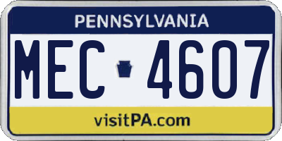 PA license plate MEC4607