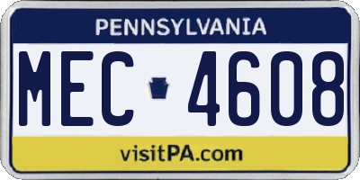 PA license plate MEC4608