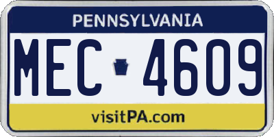 PA license plate MEC4609
