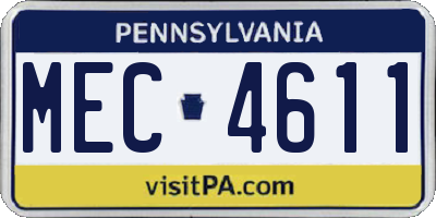 PA license plate MEC4611