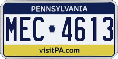 PA license plate MEC4613