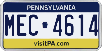 PA license plate MEC4614