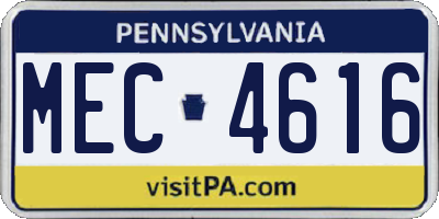PA license plate MEC4616