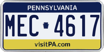 PA license plate MEC4617