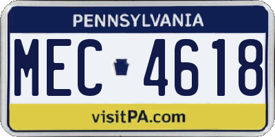 PA license plate MEC4618
