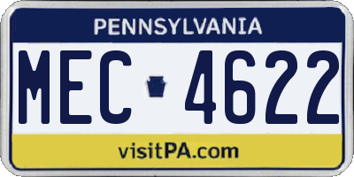 PA license plate MEC4622
