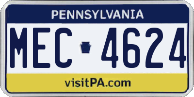 PA license plate MEC4624