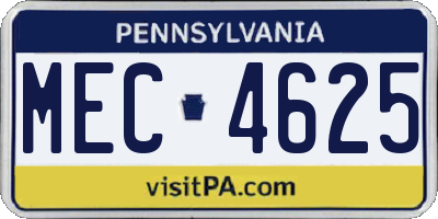 PA license plate MEC4625