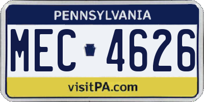PA license plate MEC4626