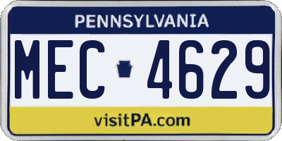 PA license plate MEC4629