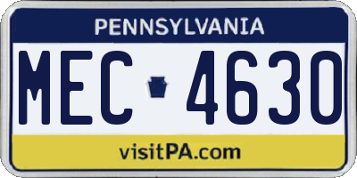 PA license plate MEC4630