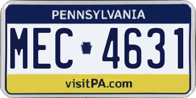 PA license plate MEC4631
