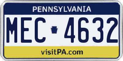 PA license plate MEC4632