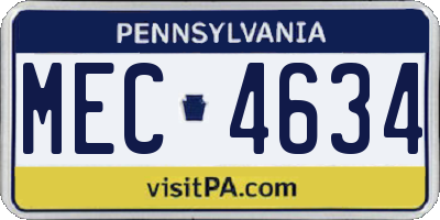 PA license plate MEC4634