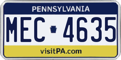 PA license plate MEC4635