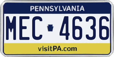 PA license plate MEC4636