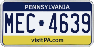 PA license plate MEC4639
