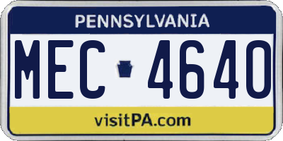 PA license plate MEC4640
