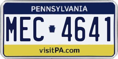 PA license plate MEC4641