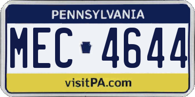 PA license plate MEC4644